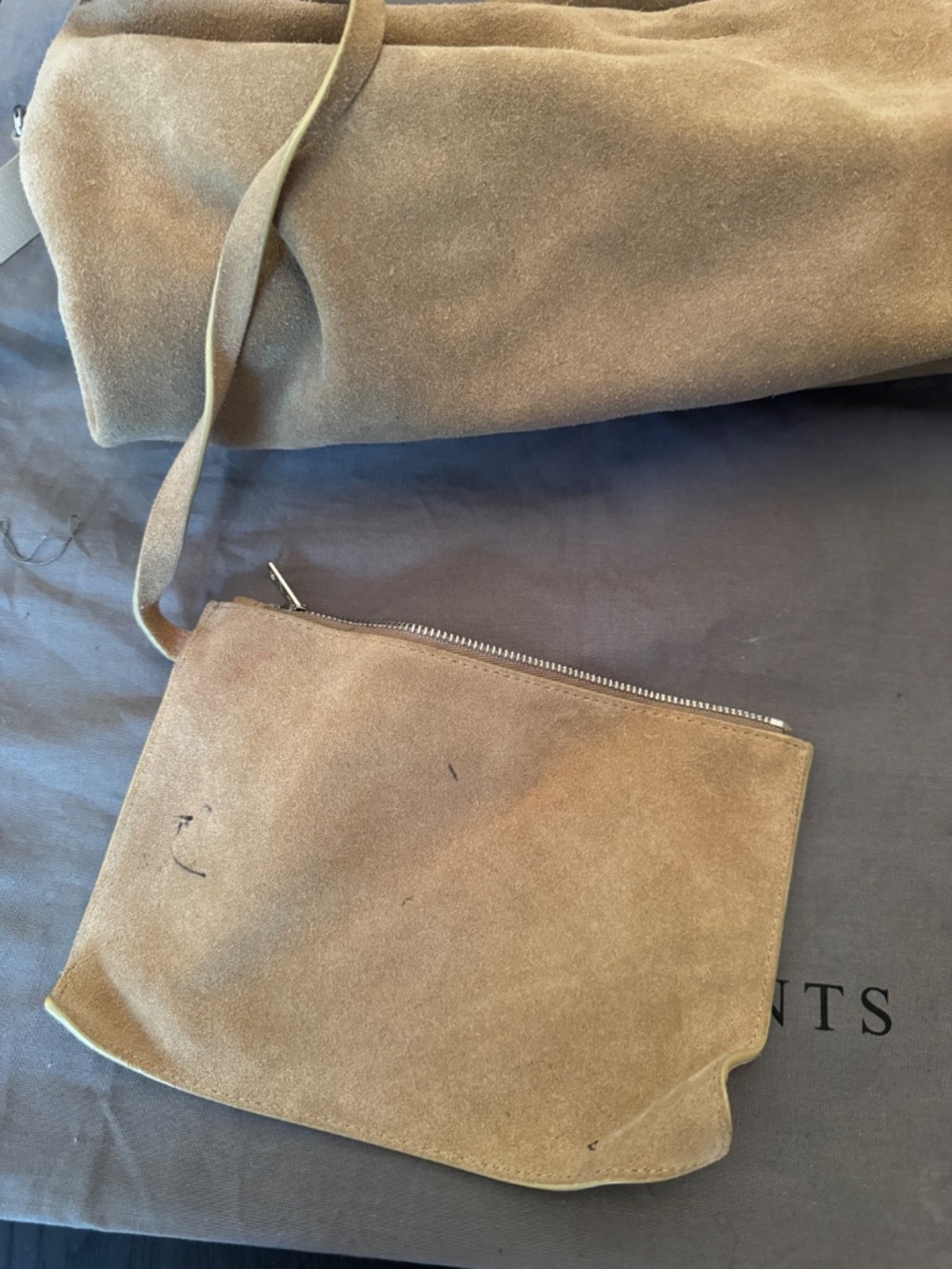 ALLSAINTS Paradise North South Suede Tote (TAN) - Picture 8 of 12